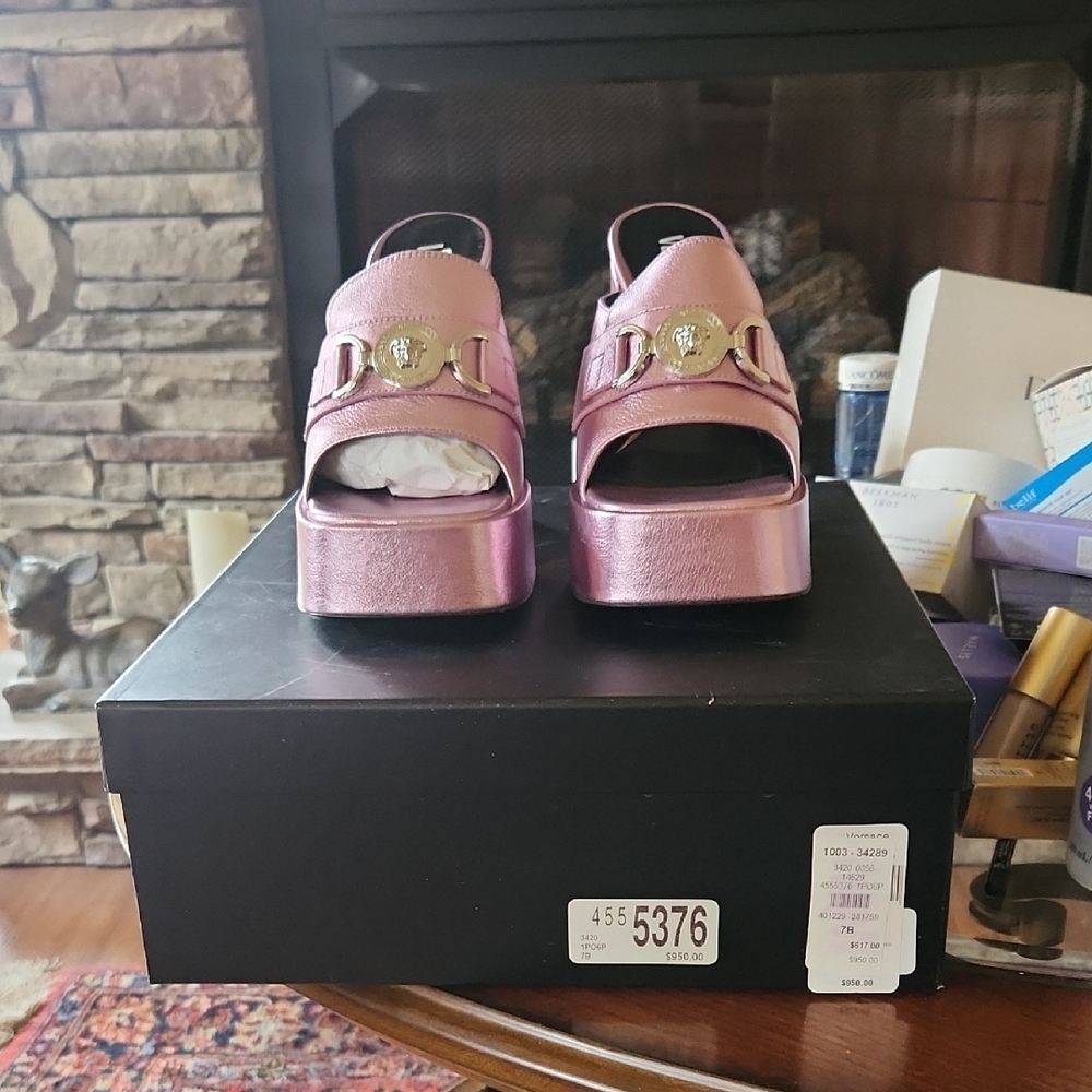 Versace Pink Platform Sandals
